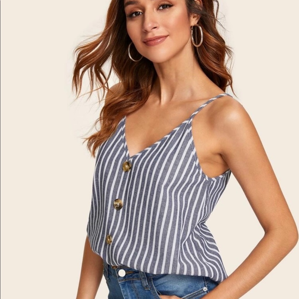 Blue white striped top
